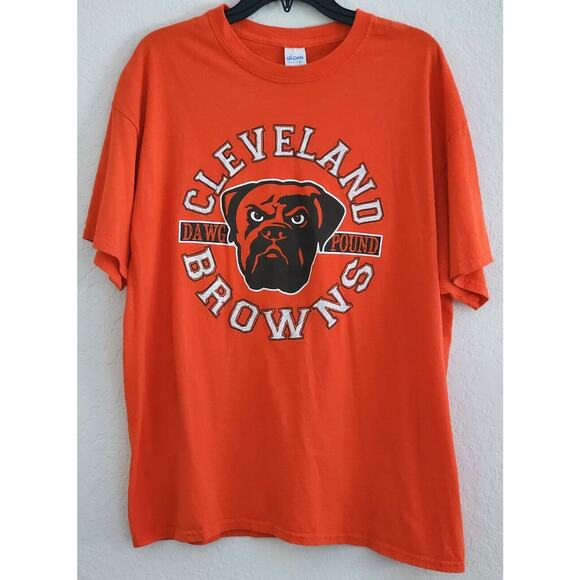 T-SHIRT-CLEVELAND BROWNS-"DAWG POUND"-Football-Orange-Front Graphic-SIZE XL - Picture 1 of 9